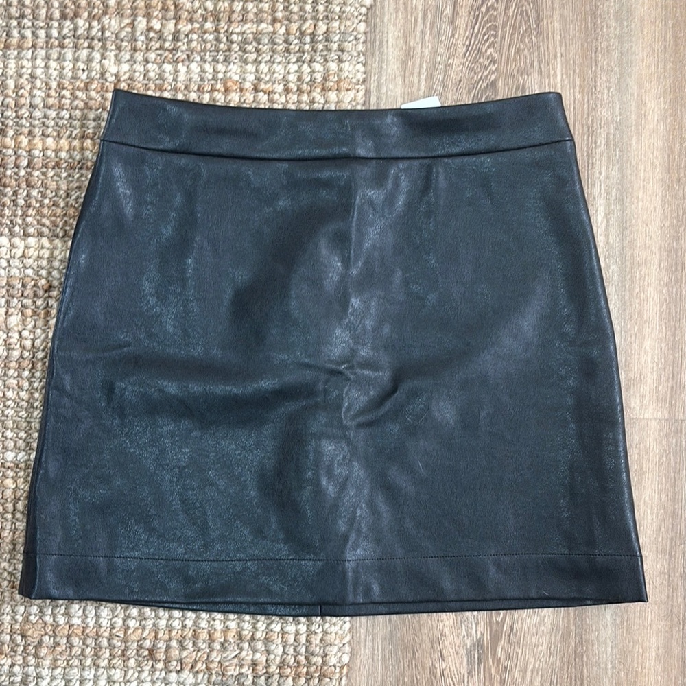 NWT J. Crew Black Leather Skirt